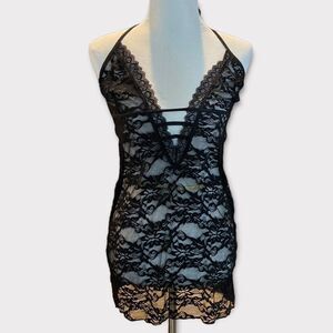 Black Lace Mini Open Exposed Sheer Back Lingerie